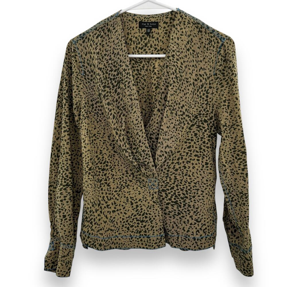 Rag & Bone Shields Top Size Xs Leopard Print Drap… - image 3
